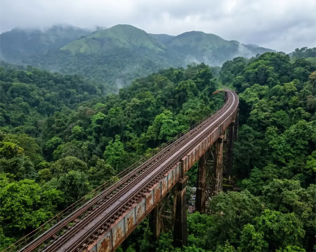 green route railway track view