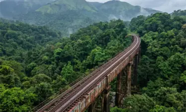 green route railway track view